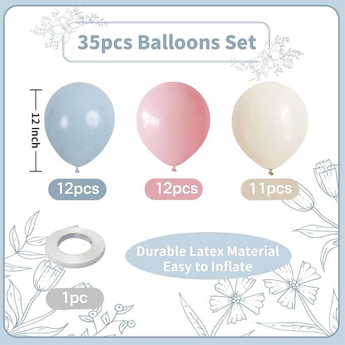 Pink and Blue Balloons Gender Reveal Boy or Girl 12inch Pastel Light