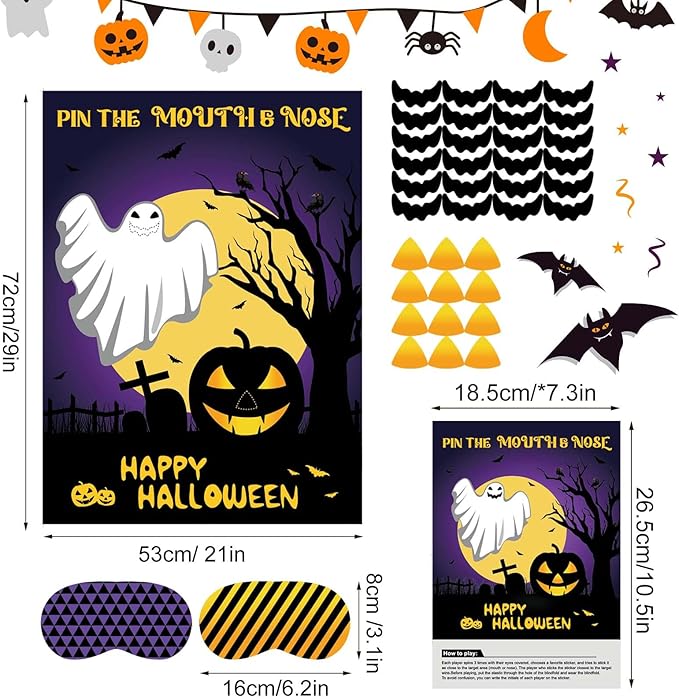 ASTARON Halloween Party Games, Pin The Mouth on Ghost Halloween Party