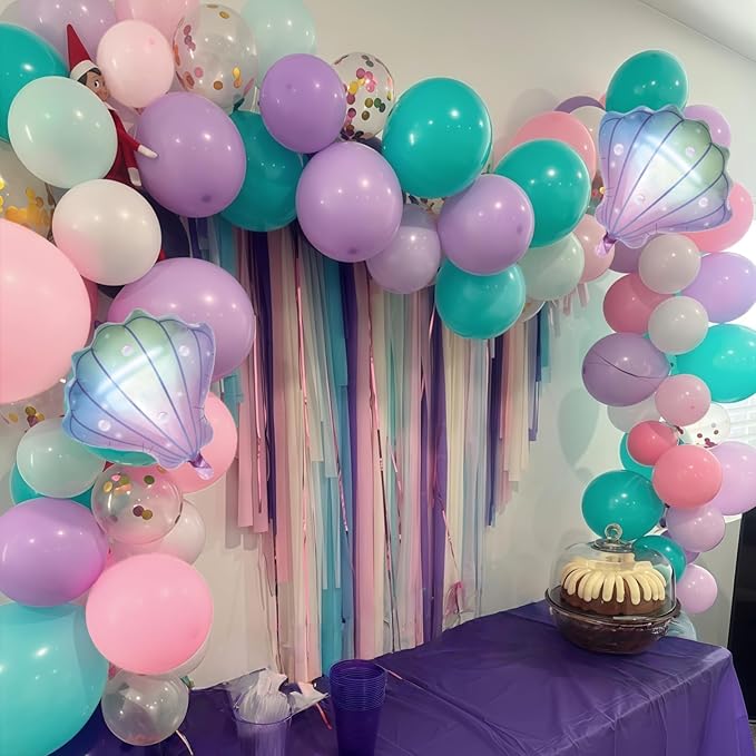 Mermaid Balloons Pastel Pale Pink Light Purple Lilac Teal Pearl
