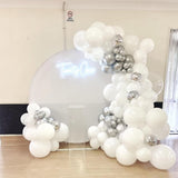 Silver and White Balloon Garland Kit, Metallic Silver White Balloon