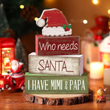 4 Pcs Christmas Table Decorations Wooden Red Santa Hat Christmas