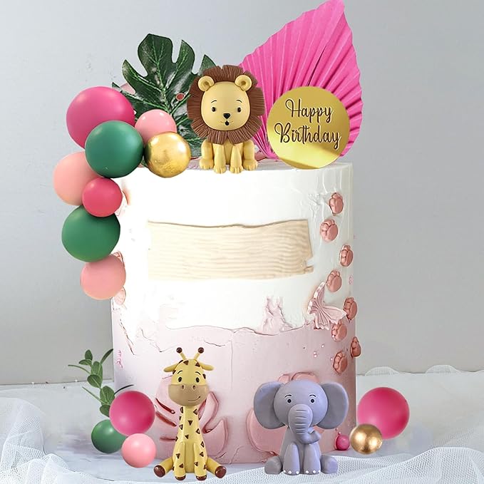 Safari Animal Cake Toppers Jungle Wild Cake Decorations with