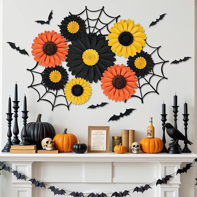 Paper Jazz Halloween Paper Flowers Decorations for Wall 3D Halloween
