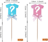 24 Pack Gender Reveal Cupcake Toppers Glitter Onesie Question Mark