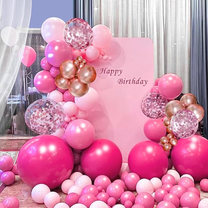 Pink and Rose Gold Balloon Garland Arch Kit 147Pcs Hot Pastel Pink