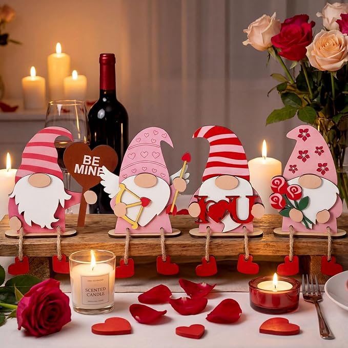 6 Pcs Valentines Day Table Decorations Gnome Valentine Centerpiece