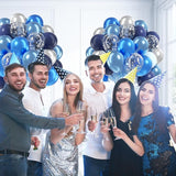 60pcs Blue and Silver Balloons 12inch with Navy Blue Pastel Blue
