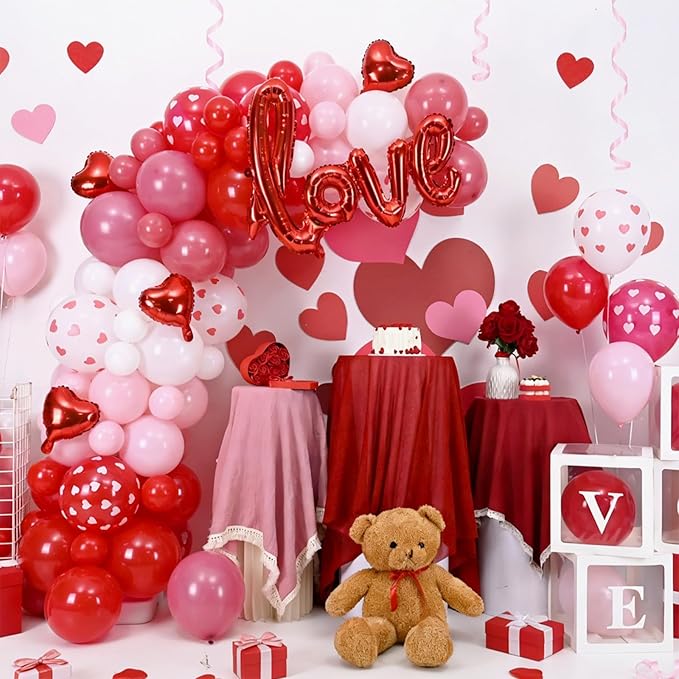 Valentines Day Balloons Arch Garland Kit 126Pcs Red Pink Valentines