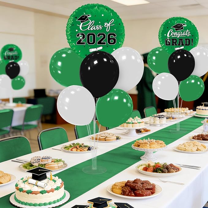 Graduation Decorations - 4 Set Balloon Stands, Class of 2026 Congrats