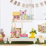 Spring Easter Decorations 8 Pieces Tiered Tray Decor Set Cute