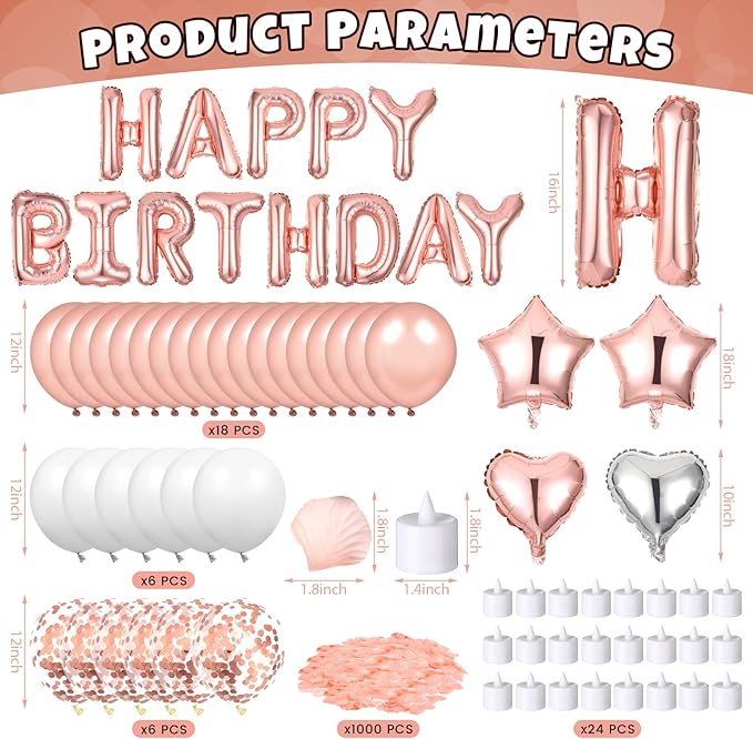Pink Birthday Balloons Decorations Rose Gold Birthday Balloon