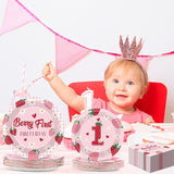 96 Pcs Strawberry 1st Birthday Party Plates Strawberry 1th Theme