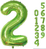 Green 2 Balloons, 40 Inch Giant Helium Foil Number 0-9 Green Birthday