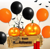 100 Pcs Black and Orange Balloons 12 Inch Halloween Latex Balloons
