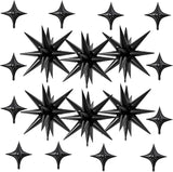 18 Pcs Black Star Balloons, Black Balloon with 6 Pcs 22-Inch