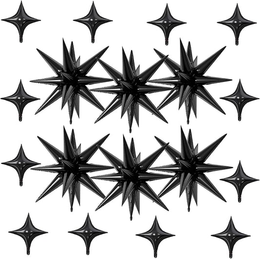 18 Pcs Black Star Balloons, Black Balloon with 6 Pcs 22-Inch