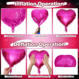 Pink Black Heart Foil Balloons, 12Pcs 18 Inch Hot Pink and Black