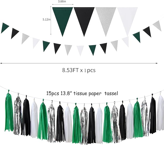 Black Green Silver Football Party Decorations 30pcs Soccer
