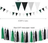 Black Green Silver Football Party Decorations 30pcs Soccer