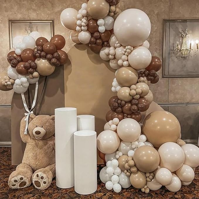 Brown Balloons, 50 PCS 12 Inch Double Stuffed Dark Light Brown Coffee