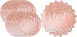 Pink Rose Gold Birthday Decorations Dessert Plates and Napkins for