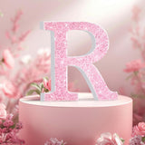 Qunclay Pink Crystal Diamond Letter Wall Decor, Glitter Wooden Bling
