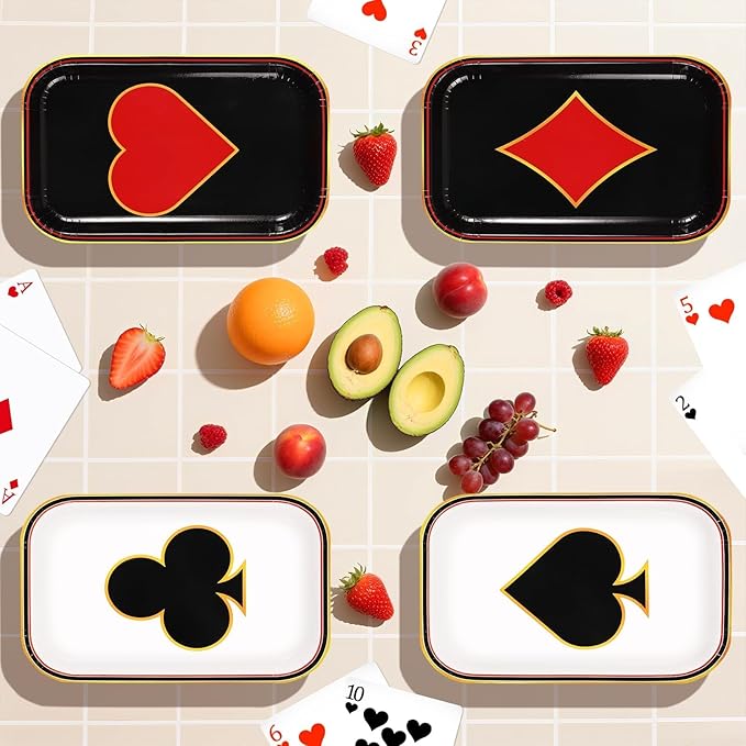 60Pcs Poker Party Paper Plates 10 x 6.5 Poker Disposable Paper