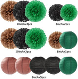 Football Party Decorations Paper Flowers 15pcs Green Brown Black