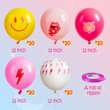 AellasNervalt 50Pcs Preppy Y2k Hot Pink Party Balloons Smile Face