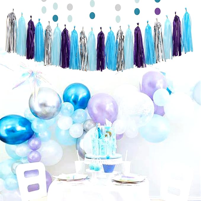 Purple-Blue Silver Frozen Christmas Party-Decorations - 30pcs Tissue