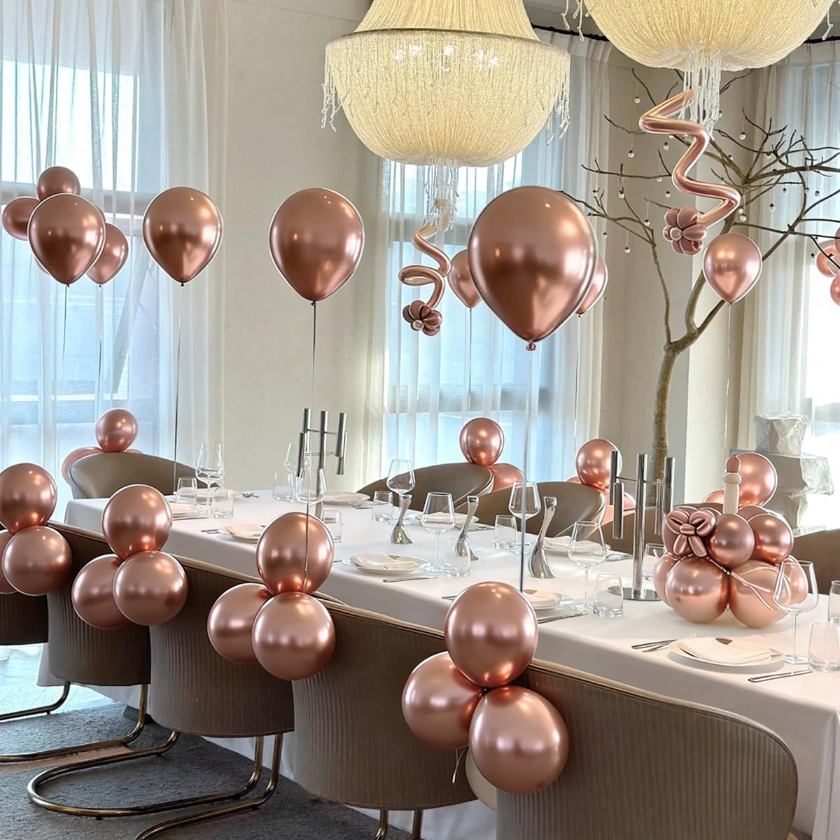 Rosegold Balloons - 12 inch 100 pcs Chrome Metallic Latex Birthday
