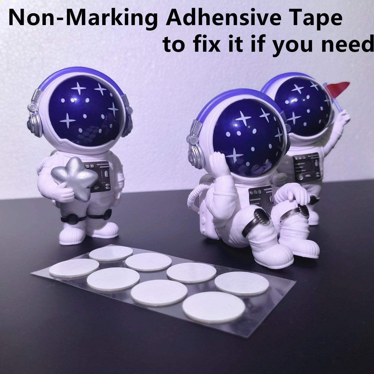 Ni-JASW Blue Astronaut Statues Set of 3, Spaceman Sculptures Space