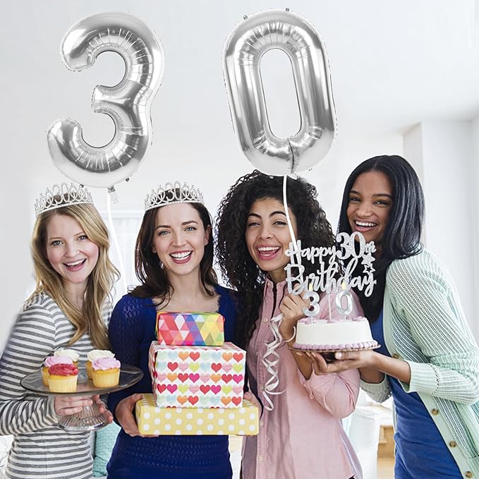 30th Birthday Decorations for Her Silver with 30th Birthday Sash and