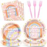 ojustbeok 96PCS Peace Out 10th Birthday Decorations for Girl 10th