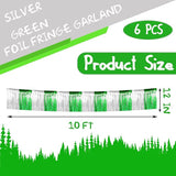 6 Pack 10 Feet Silver Green Foil Fringe Garland Metallic Tinsel