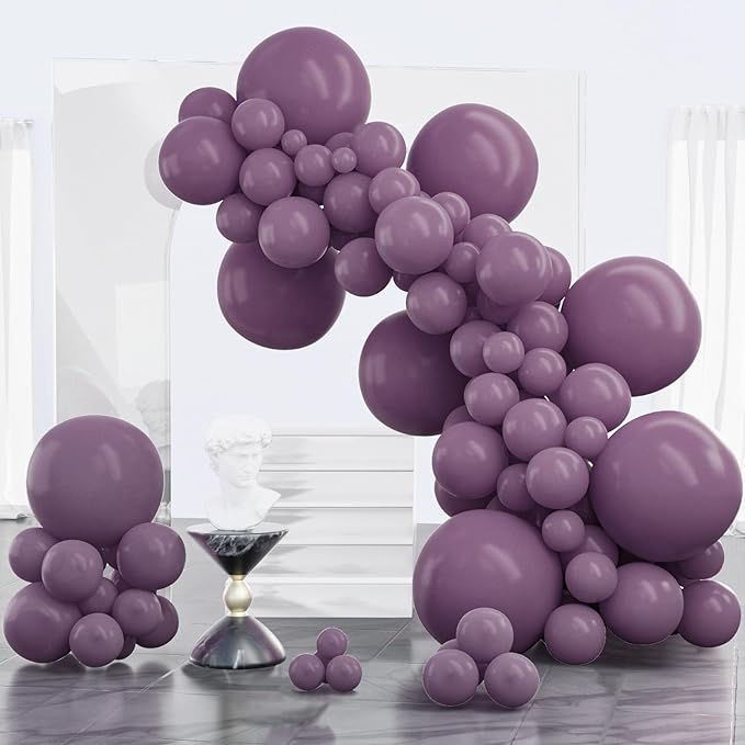 PartyWoo Dusty Purple Balloons 100 pcs Different Sizes of 18 12 10 5