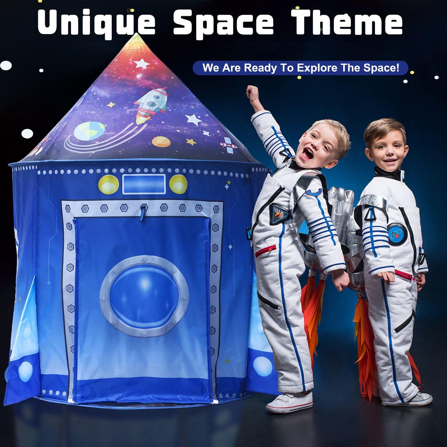 Kaivee Rocket Ship Space Pop Up Play Tent for Kids-Astronaut Pretend