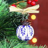 IndianShelf 24 Large Blue and White Ceramic Christmas Ornaments