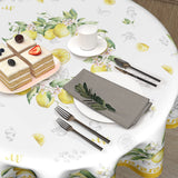 Giwawa Lemon Round Tablecloth 60 inch, Yellow Citrus Fruit Summer