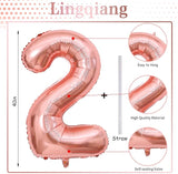 40 Inch Rose Gold Foil Balloon Number 2, Large Self Inflating Number