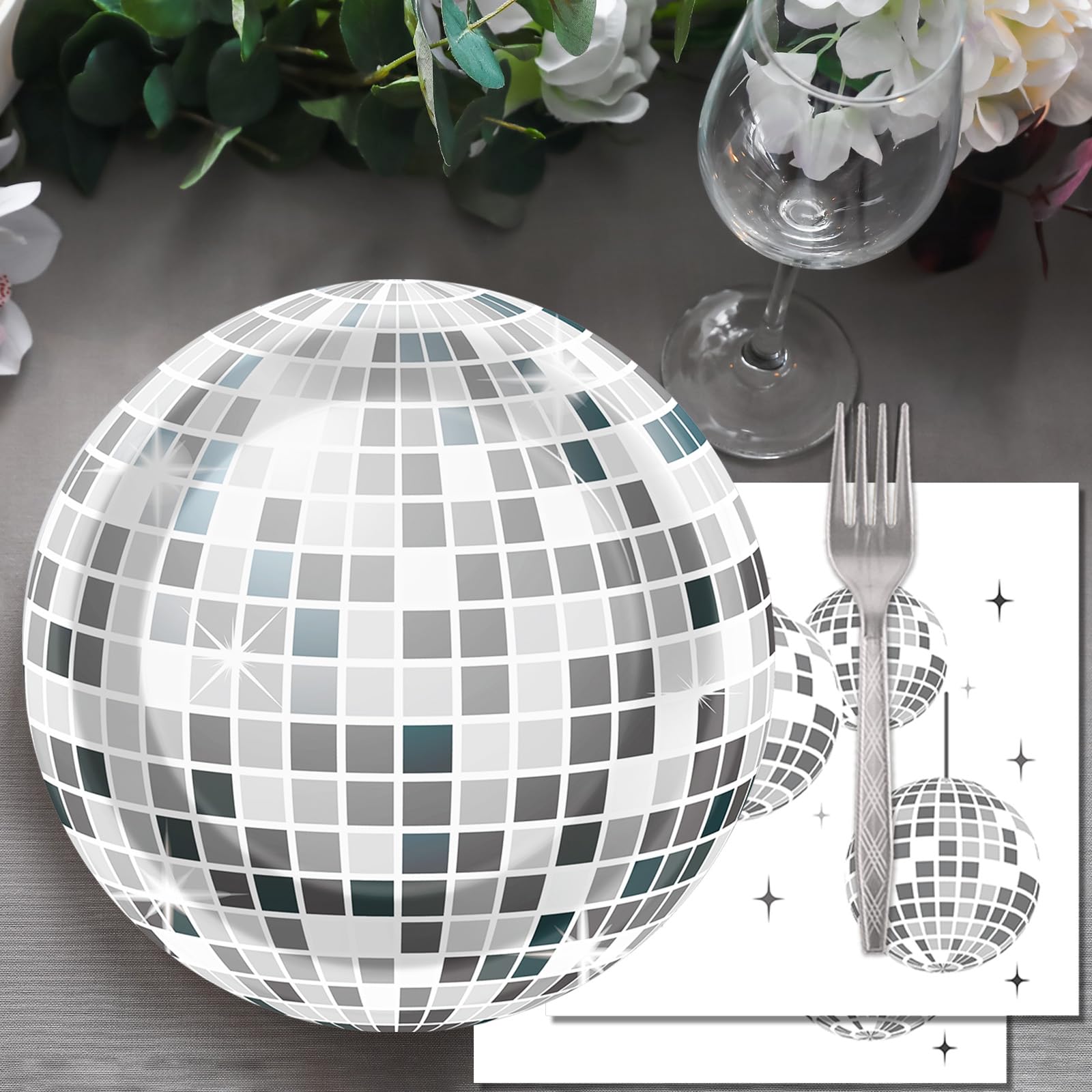 200PCS Disco Theme Party Plates and Napkins 1970s Birthday Party
