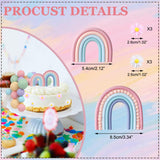 64 PCS Rainbow Cake Toppers with Balls Flowers Boho Cake Topper for