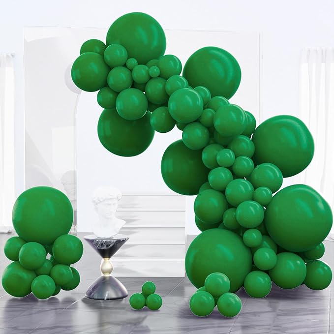 PartyWoo Dark Green Balloons 100pcs Different Sizes of 18 12 10 5