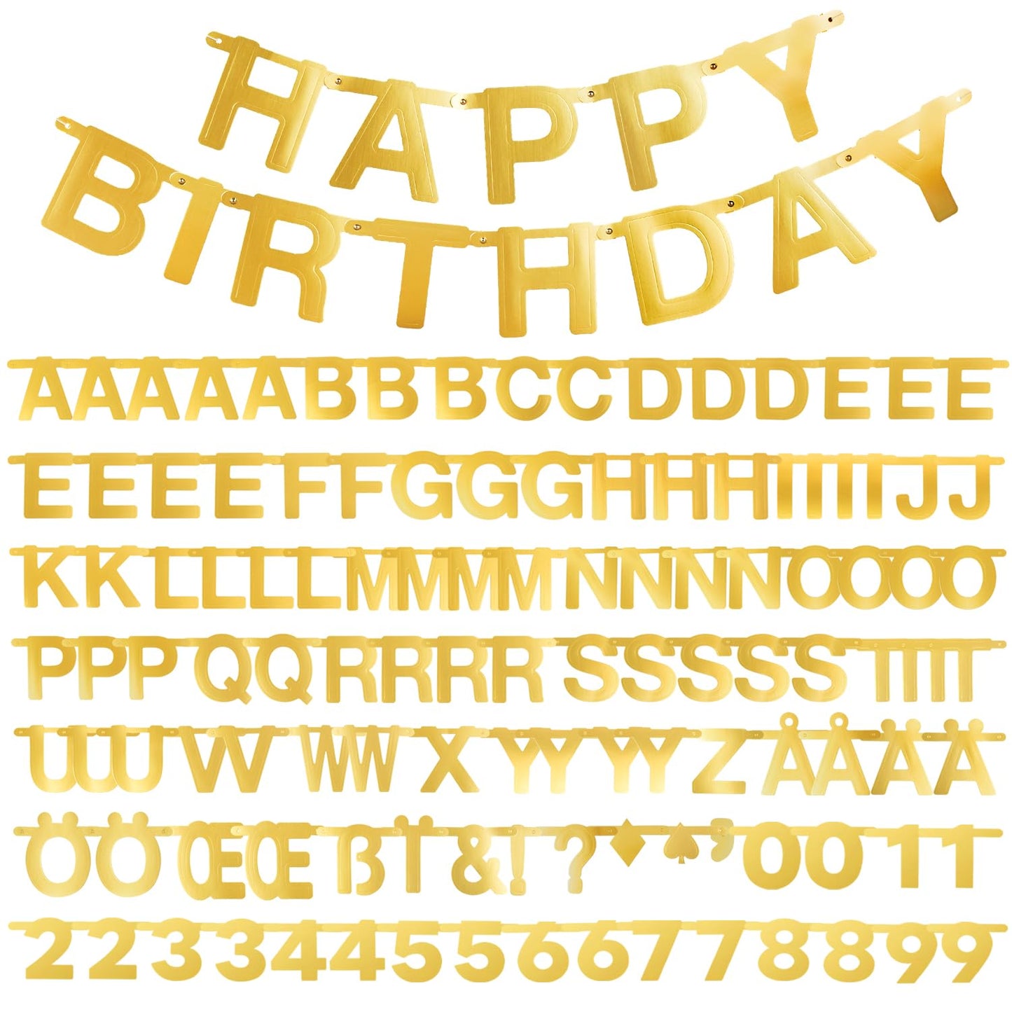 SUNBEAUTY 146 Pcs Gold DIY Make Your Own Banner Customizable Letters