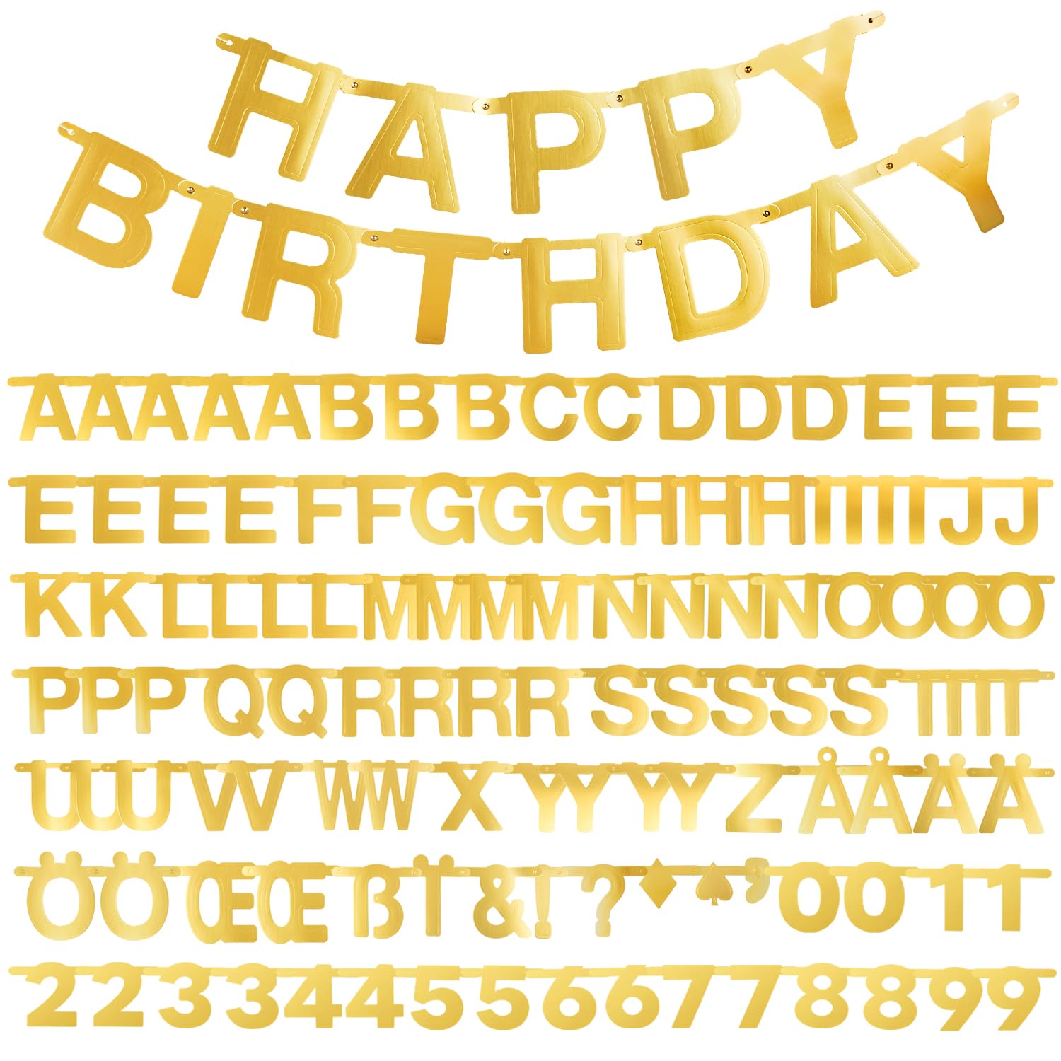 SUNBEAUTY 146 Pcs Gold DIY Make Your Own Banner Customizable Letters
