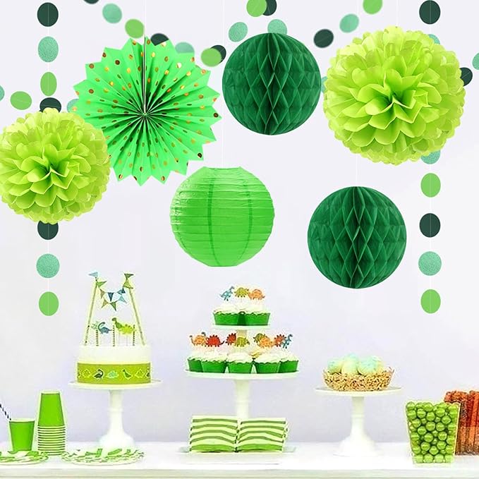 Green Party Decorations Streamers Lanterns 14pcs St Patricks Day