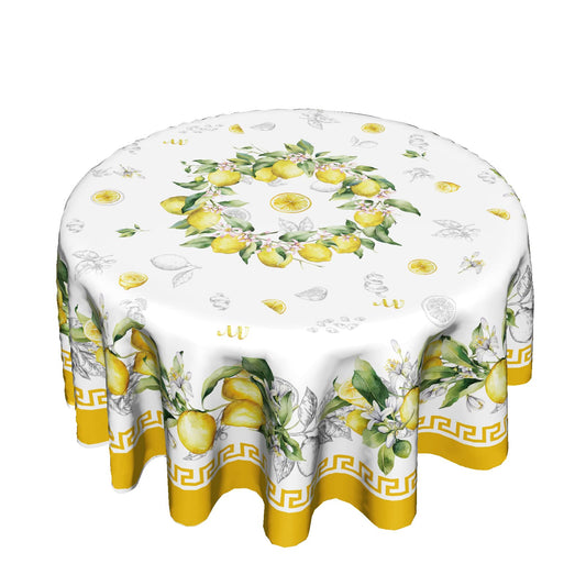 Giwawa Lemon Round Tablecloth 60 inch, Yellow Citrus Fruit Summer