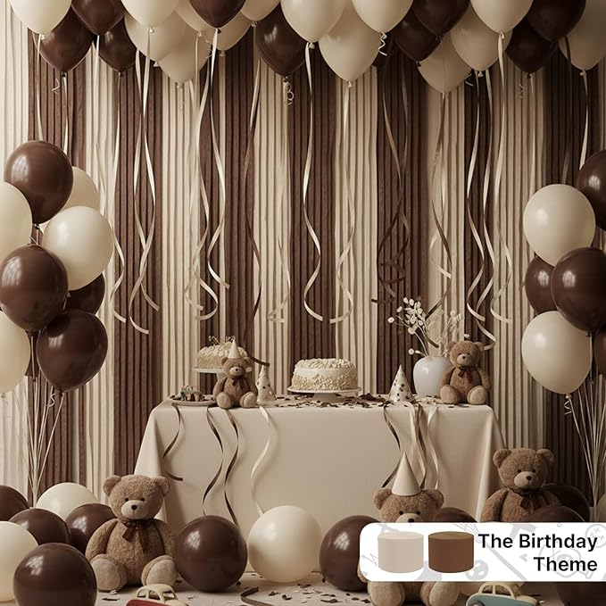 PartyWoo Brown Crepe Paper Streamers 4pcs 328ft Pack of Brown Crepe
