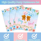 96 Pieces Bear Gender Reveal Theme Tableware Set for Gender Reveal