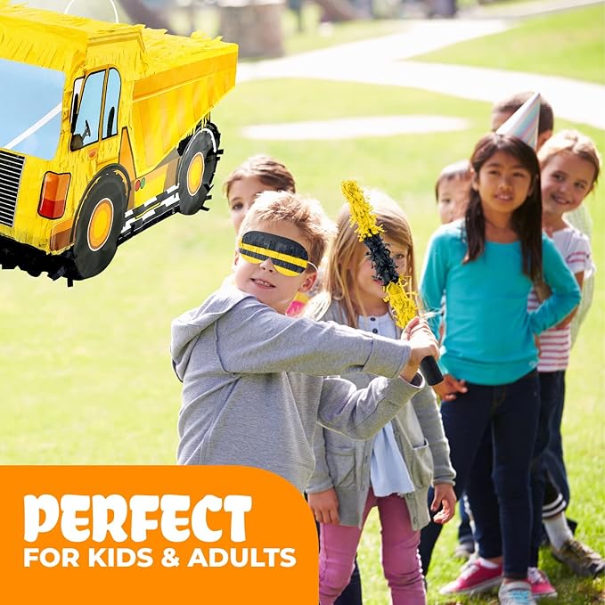 Small Dump Truck Pinata Bundle with a Blindfold and Bat 16 x 9 x 6.5